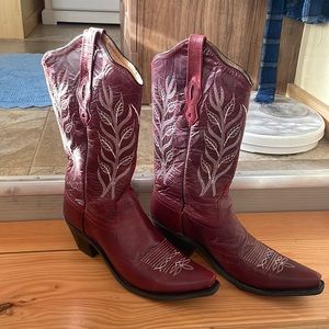 Old West Red Leather Western Boots
